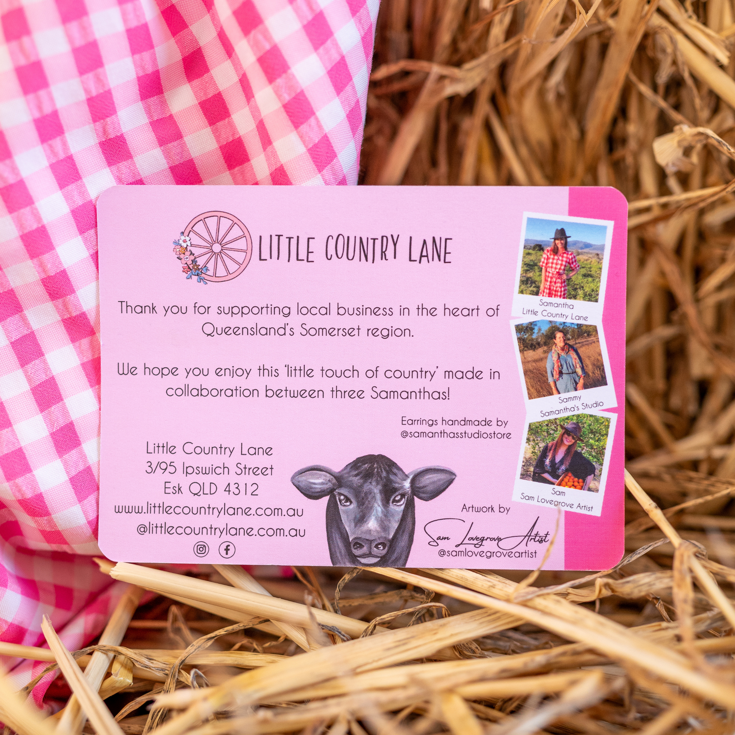 CATTLE TAG STUD EARRINGS | BLACK AND WHITE GINGHAM