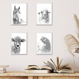 CLASSIC FARM ANIMAL ART PRINTS | A4