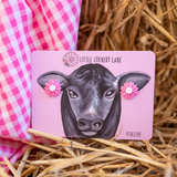 PINK FLOWER EARRINGS | STUDS