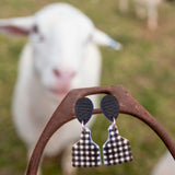 CATTLE TAG - DANGLE | EARRINGS | BLACK GINGHAM