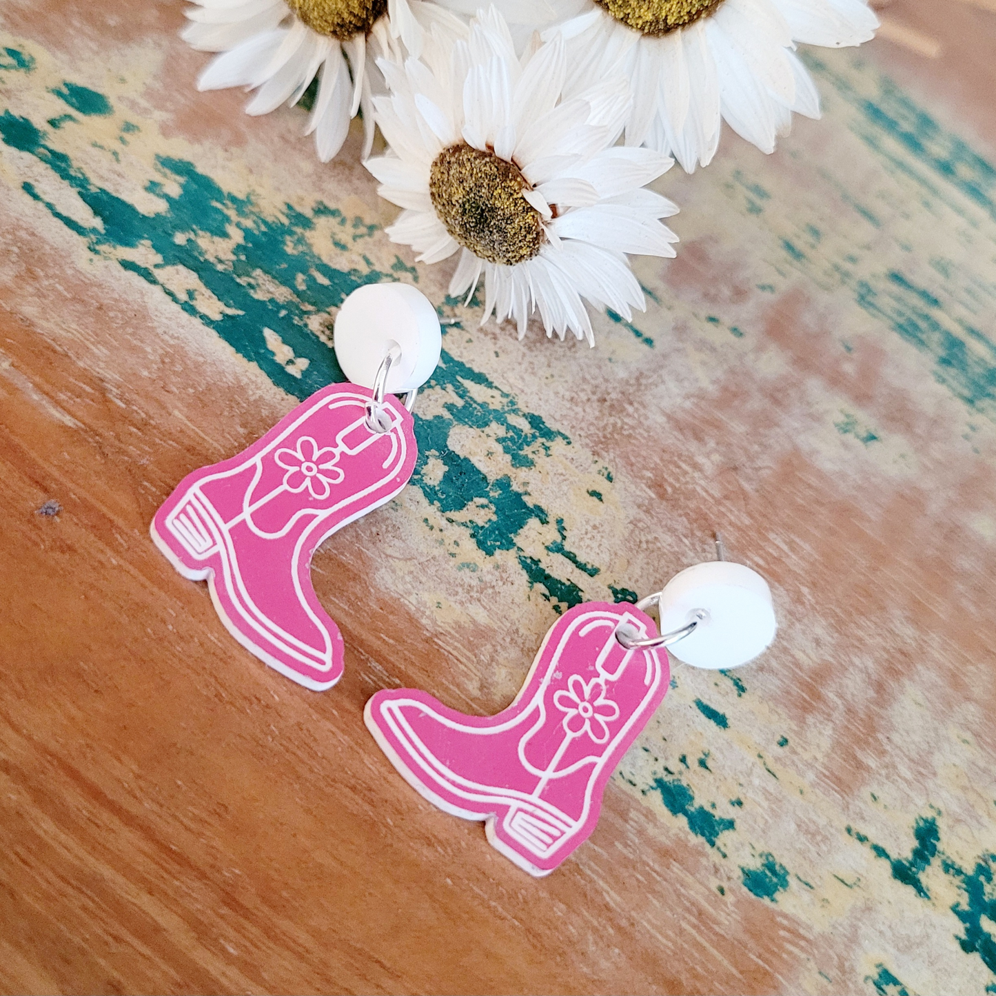 COUNTRY BOOT EARRINGS - STUD TOP DANGLES