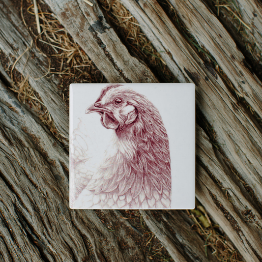 WINONA WYANDOTTE CHICKEN COASTER BECK LEE ARTIST